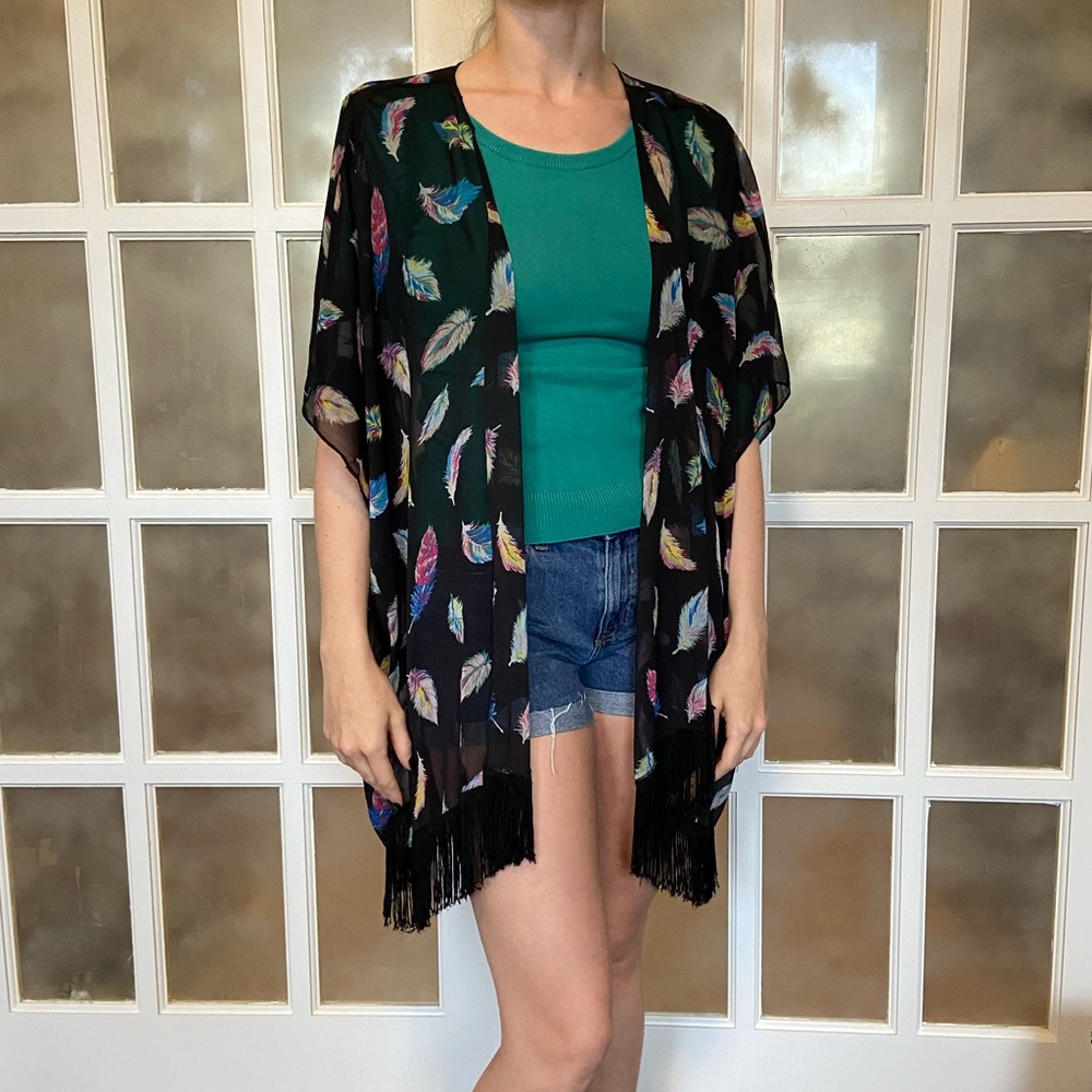 Sheer Kimono with Fringe